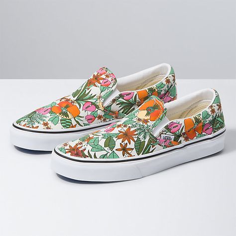 Multi Tropic Slip-On | Vans CA Store Vans Slip On Women, Floral Vans, Vans Outfit, Vans Store, Shoe Image, Vans Slip On, Painted Shoes, Vans Authentic, Classic Shoes