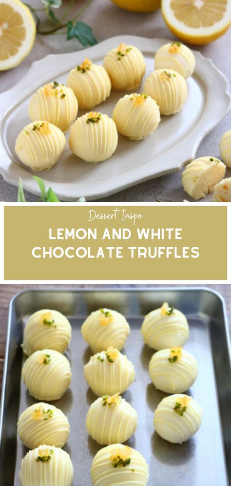 Lemon Blueberry Truffles, Lemon Chocolate Truffles, White Chocolate Limoncello Truffles, Lemon Truffles Easy, Lemon Cake Truffles, Cake Truffle Recipe, Snack Ideas Dessert, Cinnamon Roll Truffles, Homemade Truffles Easy