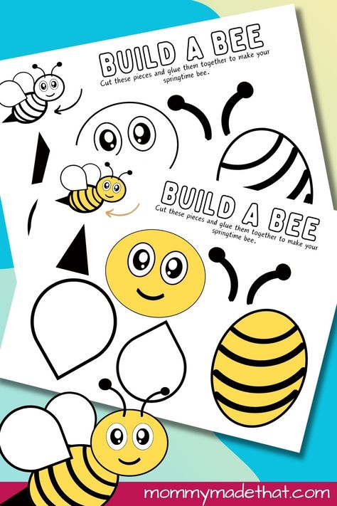 Bumble Bee Craft Preschool Art Projects, Bee Clipart Free Printables, Bumble Bee Activities For Preschool, Bee Patterns Printable, Bee Crafts Preschool, Bee Coloring Pages Free Printable, Bumble Bee Crafts, Bumblebee Craft, Reading Preschool