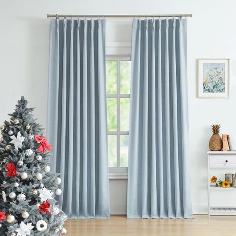 #affiliate Pin on Products Boat Remodel, Blue Curtains Living Room, Textured Window Treatments, Light Blue Curtains, Insulated Window Treatments, Pleats Top, Insulated Drapes, Living Room Drapes, Window Treatments Bedroom