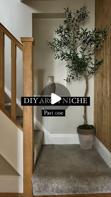 Abbey Brown - DIY | Reno | Upcycles | Styling on Instagram: "DIY ARCH NICHE part one…   Does anyone else have one of these random alcoves?   It has always been such a wasted space! We think it used to be a window to the kitchen. So I’ve finally decided to make it a feature of our hallway and create and arch with some floating wooden shelves that actually stands out rather than just a cut out in the wall!   It needs to dry for a few days and then the next step is to either continue filling or plaster the wall to smooth and then paint and make the floating shelves…   So follow along for part two 👀   What do you think so far?   #diyarch #archniche #diyarchniche #diyideas #diyhack #woodshelves #floatingshelves #hallwaydesign #archway #wallniche #simplediy #diyprojects" Recessed Wall Niche Decor, Arched Niche In Wall, Wall Niche Decor Ideas, Arched Wall Niche, Niche Decor Ideas, Niche In Wall, Wall Niche Decor, Floating Wooden Shelves, Recessed Wall Niche