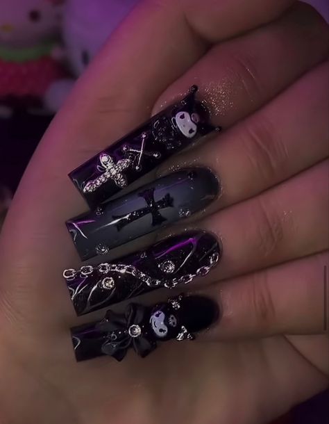 Cute Nails Acrylic Coffin, Cute Nails Acrylic, Glittery Acrylic Nails, Nails Acrylic Coffin, Halloween Acrylic Nails, Black Acrylic Nails, Acrylic Nail Set, Hard Nails, Edgy Nails