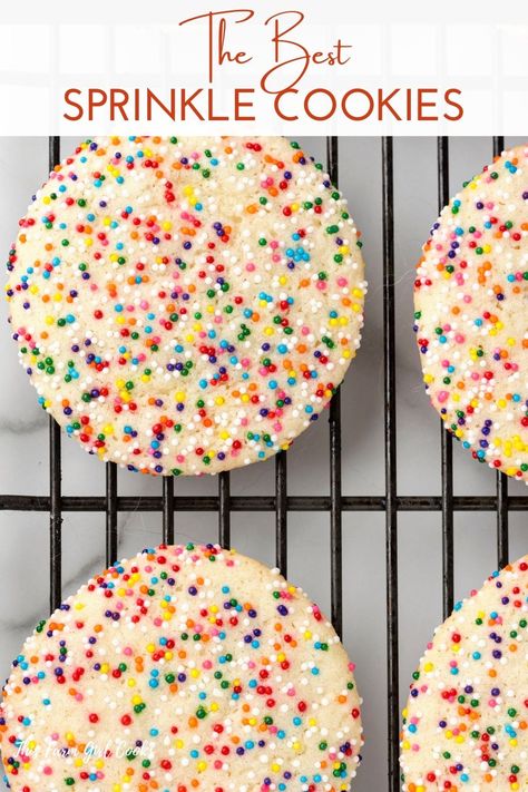 Sprinkles On Cookies Before Baking, Vanilla Sprinkle Cookies, Shortbread Sprinkle Cookies, Sugar Cookie Recipe Sprinkles, Holiday Sprinkle Cookies, Sprinkle Cookie Recipes, Chewy Sprinkle Cookies, Sprinkle Cookies Recipe Easy, Sprinkled Sugar Cookies