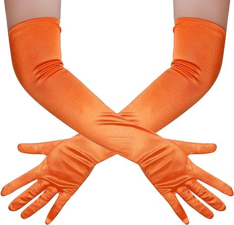 Amazon.com: Wobe Long Opera Party 20s Satin Gloves Stretchy Adult Size Elbow Length Wedding (Orange) : Clothing, Shoes & Jewelry Wedding Arms, Orange Gloves, Orange Clothing, Midwest Princess, Wedding Orange, Satin Gloves, Flame Princess, Gloves For Women, Opera Gloves