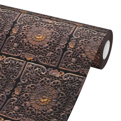 Vintage Faux 3D Brown Brass Floral Filigree Tiles Wallpaper - Etsy Wallpaper On Ceiling, French Tiles, French Tile, Copper Wallpaper, Faux Tin Ceiling, Faux Tin Ceiling Tiles, Tiles Wallpaper, Faux Walls, Faux Tin