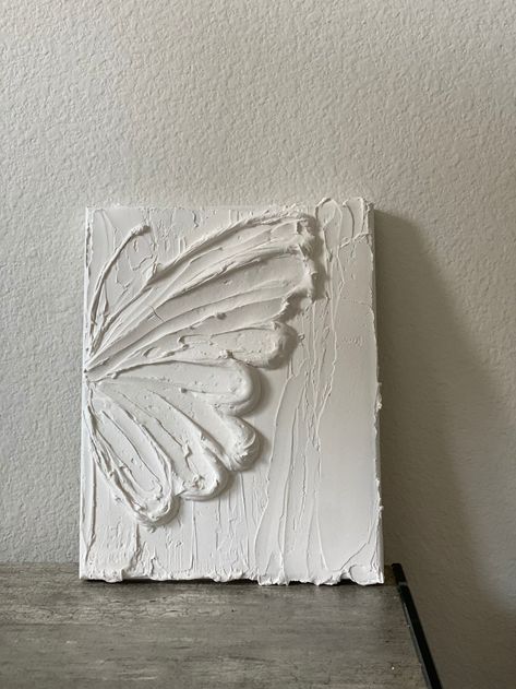 Sunset Canvas Painting, Flower Painting On Canvas, Diy Canvas Wall Art, Simple Canvas Paintings, Butterfly Wall Decor, Textured Canvas Art, Plaster Art, Art Texture, Bas Relief