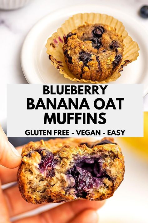 Blueberry banana oatmeal muffins are so easy to make and packed with flavor. Naturally sweetened, these vegan muffins are gluten free, dairy free and made with simple ingredients. Great for breakfast or snacking and even picky eaters will love this recipe! Blueberry Banana Oatmeal Muffins, Healthy Baking Alternatives, Blueberry Banana Oatmeal, Banana Blueberry Oatmeal Muffins, Gluten Free Dairy Free Muffins, Blueberry Oat Muffins, Blueberry Oatmeal Bake, Gluten Free Banana Muffins, Gluten Free Blueberry Muffins