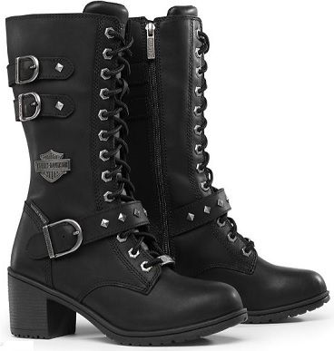 Moto boots for trendy women Harley Boots, Long Black Boots, Stylish Winter Boots, Winter Boots Outfits, Safety Boots, Motorcycle Style, Harley Davidson Women, Leather Riding Boots, White Boots