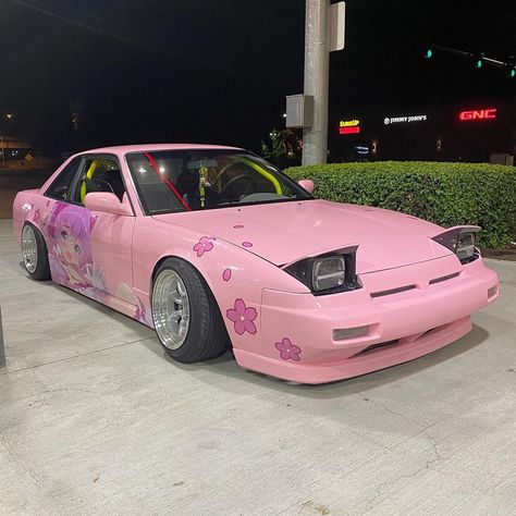 @fish.ey shared a photo on Instagram: “The mystery machine🌸 • • • #itasha#rps13#nissan#240sx#s13#schassis#pink#smallwheels#drift#slammed…” • Aug 17, 2021 at 8:14pm UTC Pink Miata, Nissan 240sx S13, 240sx S13, Pink Car Accessories, Wallpaper Luxury, Mystery Machine, Pimped Out Cars, Best Jdm Cars, Nissan 240sx