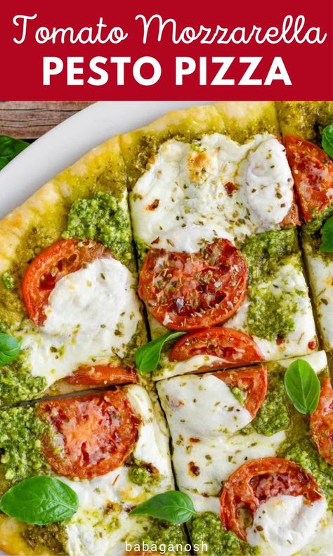 Pizza With Fresh Mozzarella, Fresh Mozzarella Pizza, Pesto Flatbread Pizza, Yogurt Pizza, Mexican Lasagna Recipes, Caprese Pizza, Pesto Pizza Recipe, Healthy Pesto, Mozzarella Pizza