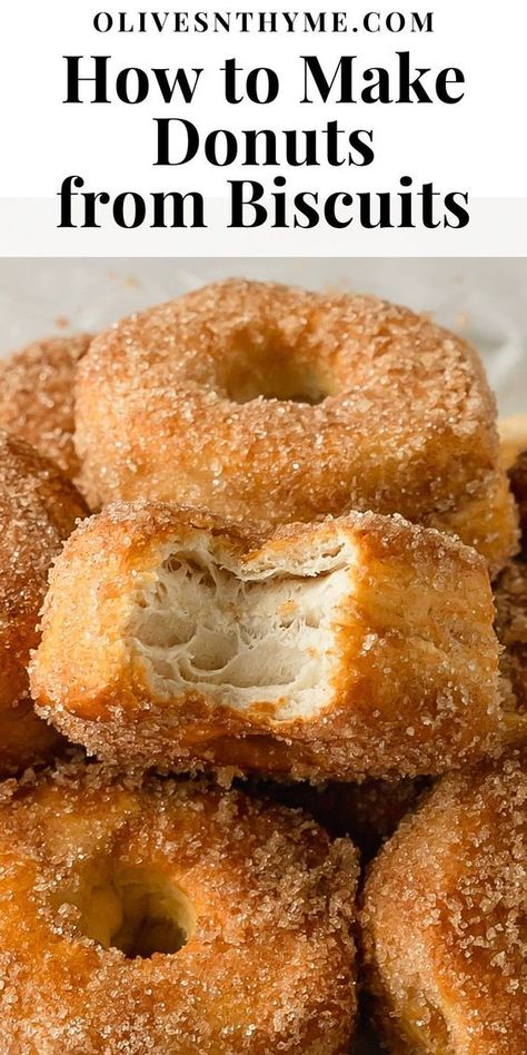 Air fryer biscuit donuts are flaky and fluffy air fryer donuts made using store bought, refrigerated biscuit dough. These easy to make biscuit doughnuts are dipped in melted butter and covered in a sweet and crunchy cinnamon sugar coating. Prep and air fryer these cinnamon sugar biscuit donuts in under 10 minutes. Biscuit Donuts In Air Fryer, Recipes That Use Biscuit Dough, Air Fryer Cronuts Recipes, Homemade Biscuit Donuts Recipe, Air Fry Biscuit Doughnut, Air Fryer Doughnut Recipes Biscuit, Air Fried Donuts With Biscuits, Airfryer Biscuit Donut, Bisquick Donuts Air Fryer