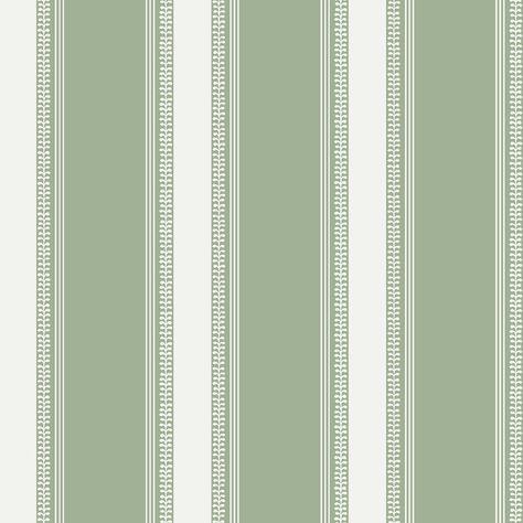 Fern Stripe Sage White Vine Motif Wallpaper Green Stripe Wallpaper, White Pattern Wallpaper, Cornice Board, Bead Board Walls, Motif Wallpaper, Wallpaper Aesthetics, Striped Bedding, Stripe Wallpaper, Navy Wallpaper