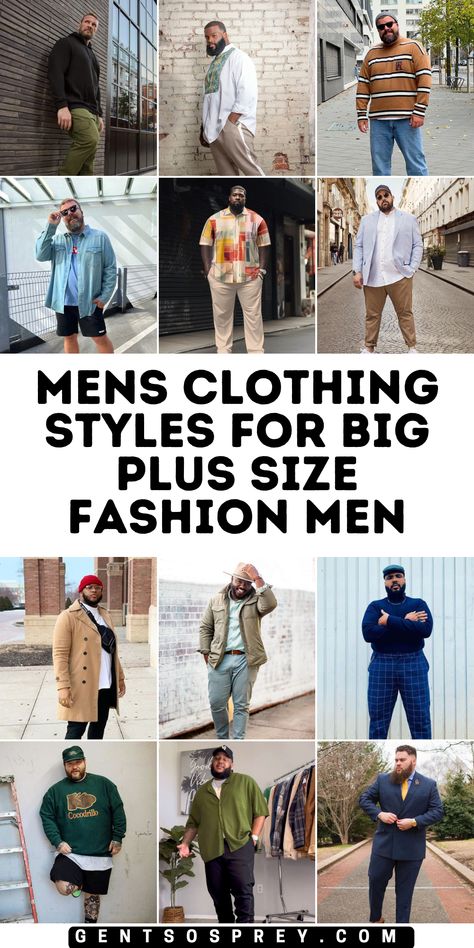 Embrace the bold and stylish trends of 2024 with plus size men's clothing designed for both comfort and fashion. Whether you're looking for casual summer outfits or formal wear, big men fashion offers a variety of styles that suit any occasion. From street-style looks to casual classy outfits, plus size men can now enjoy clothing that not only fits well but also reflects personal style. Business Casual Men Big And Tall, Mens Plus Size Fashion Men Street Styles, Overweighted Outfits Men, Plus Size Men Outfits Formal, Plus Size Men Winter Outfits, Styles For Big Men, Plus Size Man Outfits, Plus Size Men Outfits Summer, Outfits For Heavy Men