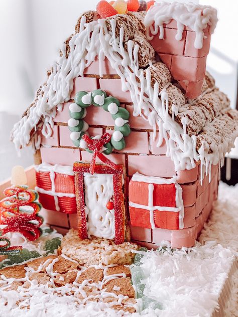 Bubble Gum Brick Gingerbread House Gingerbread House Brick, Brick Gingerbread House, Gingerbread House Ideas, Gingerbread House Parties, House Parties, The Best Dessert, Best Dessert, Gingerbread Houses, Gingerbread House