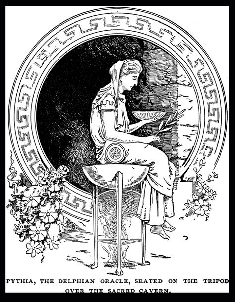 Delphic Oracle Greek Oracle Art, Oracle Of Delphi Tattoo, Greek Oracle, The Oracle Of Delphi, Daughter Of Apollo, Hellenic Polytheism, Ancient Aesthetic, Oracle Art, Oracle Of Delphi