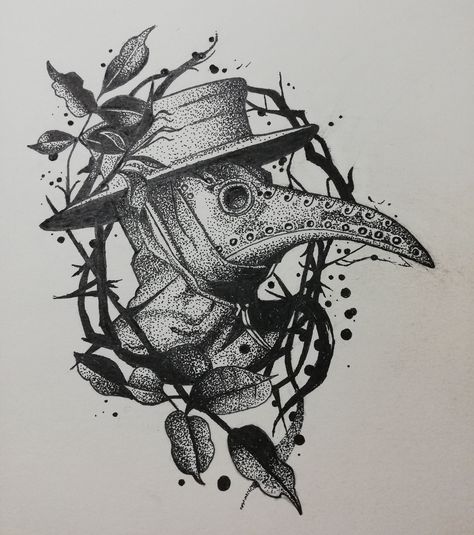 Plague Doctor Art Drawing, The Plague Doctor Tattoo, Black Plague Tattoo, Plauge Doctor Tattoo Neotraditional, Plague Doctor Drawings, Plague Doctor Tattoo Creepy, Plague Doctor Art Dark, Plage Doctor Drawing, Dr Plague Tattoo