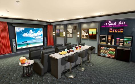 Movie Room Ideas Small Home Theaters, Home Theater Snack Bar, Small Movie Room, Small Theatre Room, Bedroom Organization Tips, Mini Theatre, Theatre Rooms, Small Home Theater, Sport Room