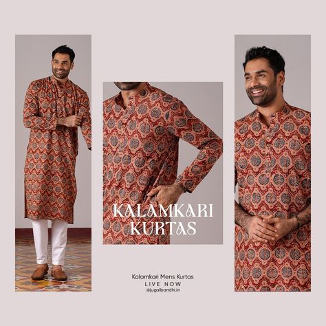 Men’s Kalamkari Kurta is Now Live on Our Website—Perfect for Your Onam Vibe! 🌼 Shop Now! [kalamkari kurta, shirts , Onam , ethnic wear, Jugalbandhi] Kalamkari Kurta, Ethnic Wear, Shop Now, How To Wear