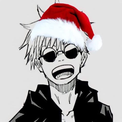 Gojo With Christmas Hat, Gojo Christmas Pfp, Gojo Christmas, Christmas Profile, New Year Anime, Gojo Pfp, Anime Christmas, Spotify Playlists, Christmas Banners