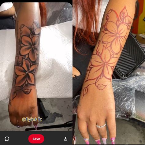 Flowers On Forearm Tattoo, Black And Red Rose Tattoo, Horror Movie Sleeve, Tattoos To Practice, Flower Forearm Tattoo, Tat Placement, Forearm Tattoo Girl, Memorial Tattoo Quotes, Piercing Art