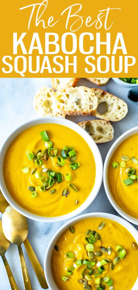 Roasted Kabocha Squash Soup, Squash Recipes Kabocha, Kabocha Squash Recipe Soups, Kobacha Squash Soup, Green Kabocha Squash Recipe, Red Kabocha Squash Recipe, Stuffed Kabocha Squash Recipe, Kombucha Squash Soup, Kobucha Squash Soup