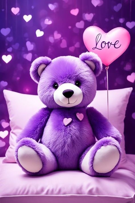 Purple Teddy Bear Wallpaper, Bed Sheet Painting Design, Bears Wallpapers, Purple Teddy Bear, Blue Sky Wallpaper, Bear Artwork, Teddy Bear Wallpaper, Wallpaper Purple, Asian Nails