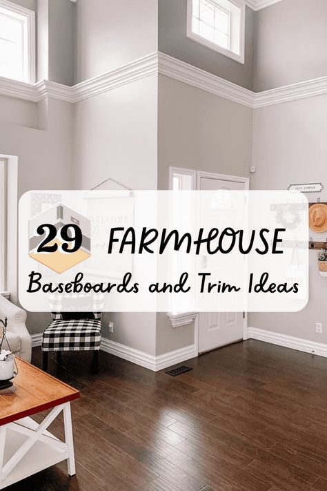 White Baseboards And Wood Trim Doors, Wide Baseboard Trim Ideas, Baseboard Ideas Farmhouse, Floor Boards Trim Ideas, White Baseboards And Wood Trim, Trim Ideas Baseboards, Baseboard Color Ideas, Dark Baseboards And Trim, Baseboards And Trim Color Ideas