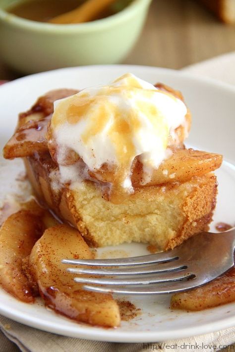 Caramel Apple Pound Cake made with Sara Lee Pound Cake from @stephday. Desserts With Sara Lee Pound Cake, Pound Cake With Apple Pie Filling, Sara Lee Pound Cake Recipe Ideas, Recipes Using Sara Lee Pound Cake, Apple Pie Pound Cake, Dessert Recipes Using Sara Lee Pound Cake, Sarah Lee Pound Cake Desserts, Sara Lee Pound Cake Ideas, Tin Cakes