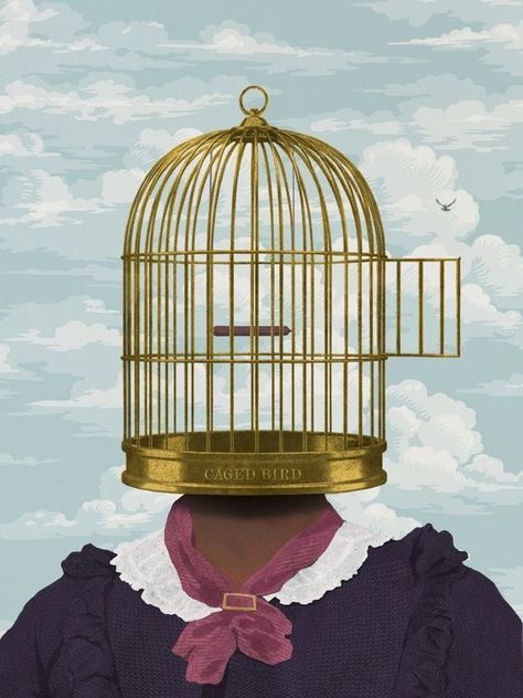 Bird In A Cage, Caged Bird, The Caged Bird Sings, Collage Board, Surrealism Art, Apartment Art, Bird Artwork, Painting Furniture, Art On Paper