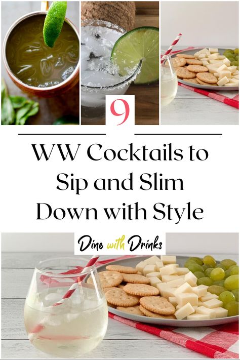 Collage of 4 ww cocktails. Weight Watcher Cocktails, Ww Cocktails Drink Recipes, Ww Cocktails, Weight Watchers Alcoholic Drinks, Ww Alcoholic Drinks, Ww Low Point Alcoholic Drinks, Wine Substitute Drink, Low Cal Vodka Drinks, Low Calorie Vodka Drinks