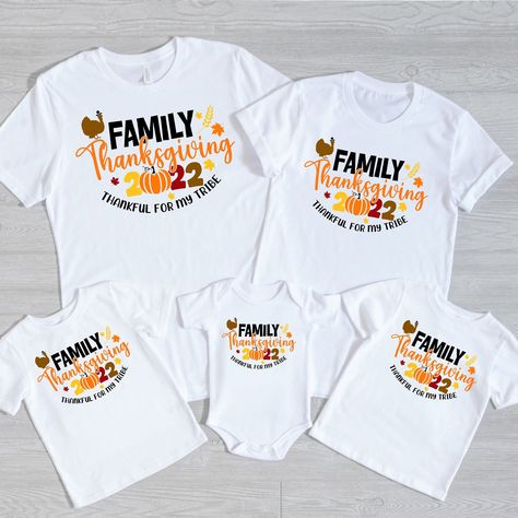 "This family thanksgiving 2022 shirt is perfect for yourself or any person who loves fall season in your life. Great gift for Thanksgiving dinner, or any occasion to celebrate! Add this thankful for my tribe t-shirt to your autumn wardrobe. All of our shirts are made with the highest quality materials and are super soft and cozy! Below are some additional details on ordering. HOW TO ORDER 1-Please review all the information provided before placing an order 2- Select the shirt size and color. 3- Cute Thanksgiving Shirts Family, Thanks Giving Shirt Ideas, Thanksgiving Family Shirts Ideas, Thanksgiving Shirt Ideas For Family, Thanksgiving T Shirts Family, Thanksgiving T-shirts, Thanksgiving Tshirt Ideas For Family, Thanksgiving T Shirt Ideas, Thanksgiving Shirts For Family