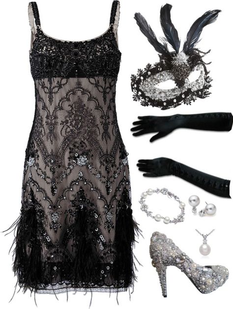 "Vintage Masks Ball" by nazaretqp on Polyvore...love the outfit without the mask...ok the mask is cool too! Masquerade Outfit Ideas Simple, Mascerade Masks Halloween, 20s Masquerade Party Outfit, 1920 Masquerade Ball, Mask Party Outfit Dresses, Masquerade Outfit Ideas Short Dress, 1920s Masquerade Ball, Masquerade Ball Halloween Costumes, Masquered Ball Outfit