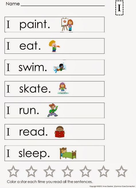 Tips & Ideas from Anne Gardner: Building and Reading Simple Sentences Sight Words Kindergarten Printables, Sentences Kindergarten, Games Preschool, Sight Word Sentences, Kindergarten Reading Worksheets, First Grade Sight Words, Guided Reading Levels, Sight Word Reading, Sight Word Worksheets