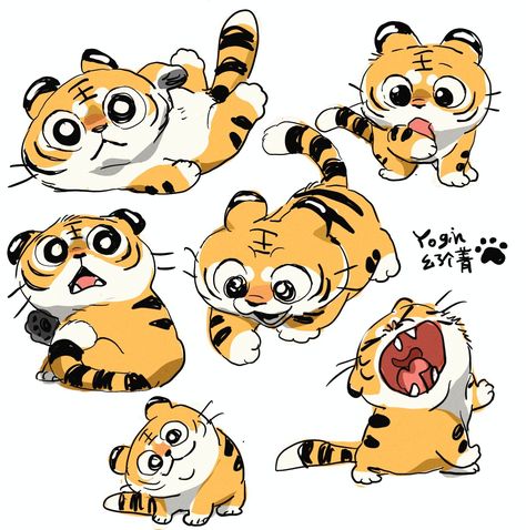 Tiger Cartoon, 3d Karakter, Tiger Cubs, Tiger Drawing, Tiger Illustration, Cute Tigers, Tiger Art, Mascot Design, A Tiger