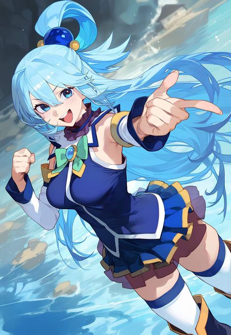 Konosuba Aqua Cosplay, Konosuba Aqua Fanart, Aqua Konosuba Fanart, Aqua Sama, Minecraft Oc, Konosuba Aqua, Konosuba Wallpaper, Aqua Konosuba, Glass Paintings