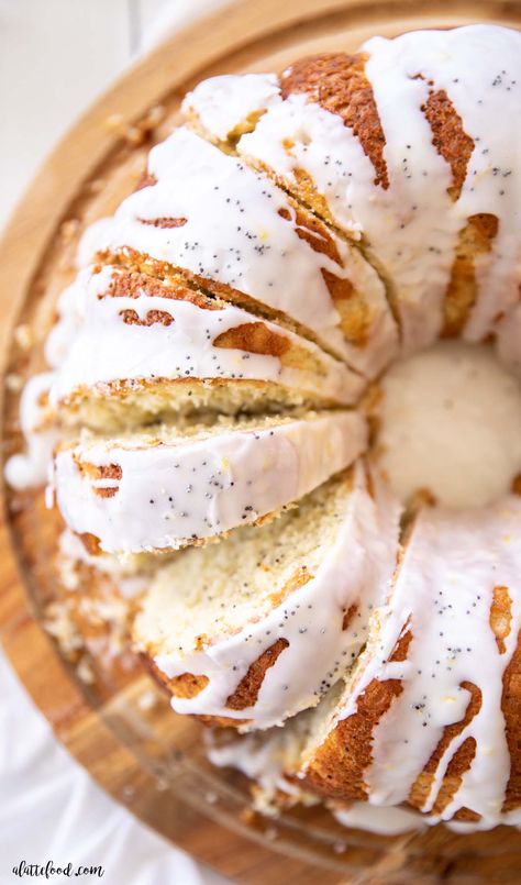 This easy poppyseed lemon cake is full of fresh lemon flavor. It’s made from scratch with sour cream, making it an incredibly moist bundt cake. Poppyseed Bundt Cake Recipe, Lemon Poppyseed Bundt Cake, Poppyseed Bundt Cake, Easy Lemon Cake Recipe, Orange Desserts, Summer Fruit Desserts, Lemon Cake Easy, Citrus Desserts, Lime Desserts