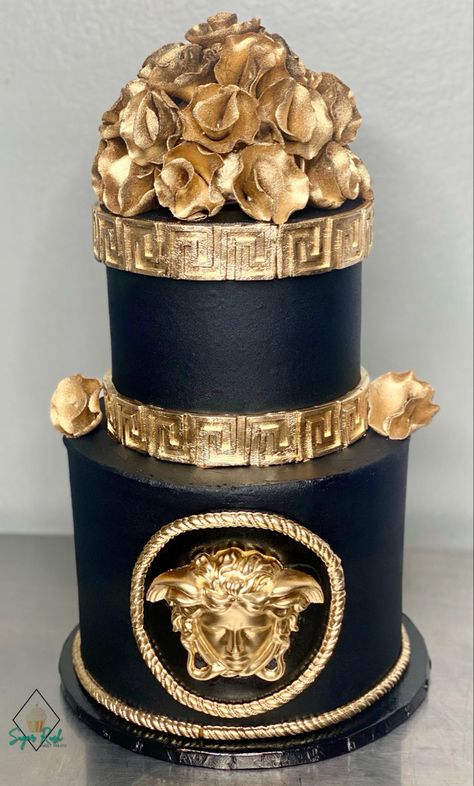 Versace Cake For Men, Luxury Birthday Cake, Versace Cake, Designer Desserts, Money Birthday Cake, 90th Birthday Cakes, Crazy Cake, 18th Cake, Birthday Cake Decorating Ideas