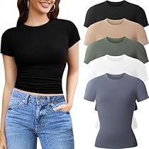 Shirts For Women Casual, Womens T Shirts, Womens Knit Tops, Basic Fits, Short Sleeve Shirts, Shirts For Women, Cami Tanks, Women's Tops, Top Tee