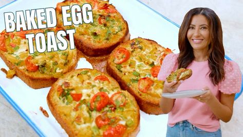 Baked Egg Toast Mediterranean Dish, Baked Egg Toast, Eggplant Lasagna Vegetarian, Egg Toast Breakfast, Lasagna Vegetarian, Oven Baked Eggs, Baked Omelette, Homemade Italian Seasoning, Mediterranean Foods