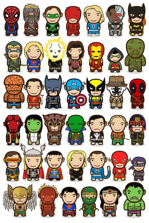 Cartoon Superheroes Drawing Easy, Marvel Doodle, Kawaii Superheroes, Avengers Stickers Printable, Superhero Stickers Free Printables, Super Hero Stickers, Super Hero Clip Art Free, Marvel Cartoon, Superhero Stickers