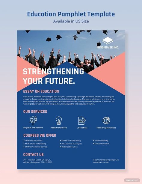 Education Pamphlet Template Pamphlet Ideas, School Pamphlet, Essay On Education, Pamphlet Template, Academic Advising, Revenue Management, Records Management, Event Planning Template, Importance Of Education