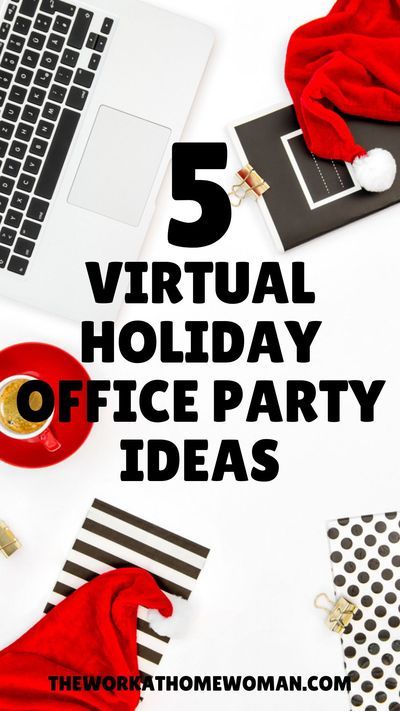 Just because you work from home doesn't mean that you have to forgo the traditional company holiday party. Here are five easy ideas for hosting a virtual holiday office party. #online #remote #games #zoom #directsales #forwomen #foradults #invitation Remote Christmas Party Ideas, Zoom Christmas Party Ideas, Virtual Work Games, Virtual Office Games, Virtual Christmas Party Games, Virtual Christmas Party Ideas For Work, Virtual Holiday Games For Work, Holiday Virtual Party Games, Virtual Holiday Office Party Ideas