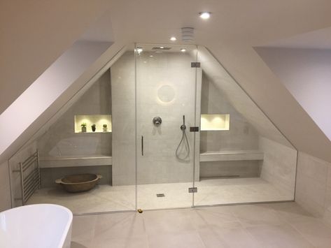 Loft Conversion Bedroom Master Suite Attic Bathroom, Modern Victorian Bathroom, Loft Bathroom Ideas, Loft Dormer, Victorian Bathrooms, Loft Conversion Bedroom, Loft Extension, Main Bathroom Ideas, Garage Bathroom