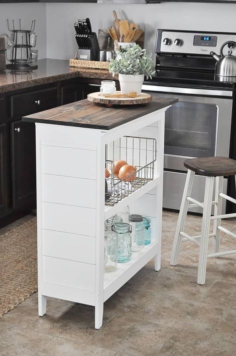 Bookshelf Kitchen Island - Little Glass Jar Bookshelf Kitchen, Kitchen Bookshelf, Bookshelf Diy, Diy Bookshelf, Unique Kitchen Design, Farmhouse End Tables, Kitchen Island Plans, Building A Kitchen, Small Kitchen Island