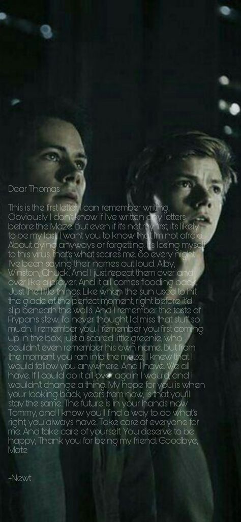 Newt And Thomas Wallpaper, Newts Letter To Thomas, Newt's Letter, Newt Tmr, Justin Foley, Maze Runner Thomas, Newt Maze Runner, Maze Runner Movie, Thomas Sangster