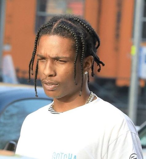 Asap Rocky Hair Braids, Asap Rocky Without Braids, Asap Rocky Braids For Men, Asap Rocky Hairstyle, Asap Rocky Hair, Asap Rocky Braids, Box Braids Men, Braids With Fade, Braid Styles For Men