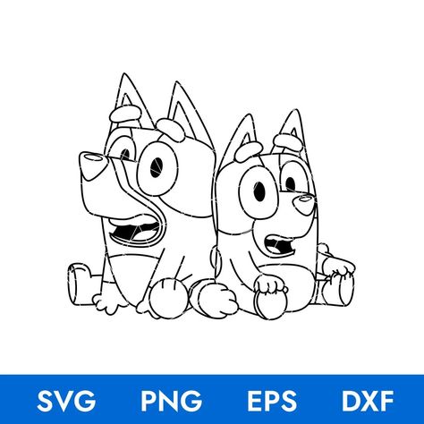 Bluey and Bingo Dog Outline Svg - Digital Download Bingo Dog, Bluey Characters, Dog Outline, Bluey And Bingo, Raster Image, Bunny Svg, Sports Svg, Software Design, Autocad