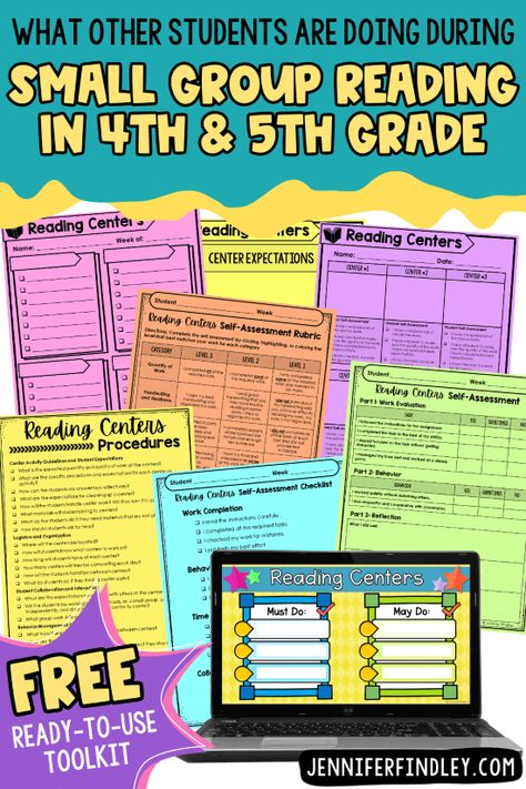 Want new ideas for what the other students can be doing during small group reading? This shares ideas and ways to present the tasks to students. Grade 5 Reading, Classroom Vibes, Small Group Reading Activities, Teaching Procedures, Assessment Rubric, Reading Stations, Partner Reading, Teacher Toolkit, Small Group Reading