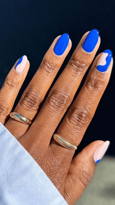 17 Royal Blue Nail Ideas That Are Absolutely Electric Royal Blue Nails Short Design, Royal Blue Pedicure, Royal Blue Nails Short, Nails Short Design, Royal Blue Nail Ideas, Blue Nails Short, Blue Pedicure, Royal Blue Nails Designs, Blue Nail Ideas