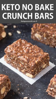 Chocolate Crunch Bars, Crunch Bars Recipe, Keto No Bake, Low Carb Protein Bars, Keto Snacks Easy, Crunch Bars, Keto Bars, Ketogenic Desserts, Postre Keto